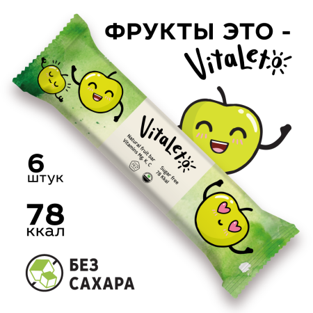 Батончик фруктово-злаковый VitaLeto "Яблочный микс", 6 шт. х 30 г